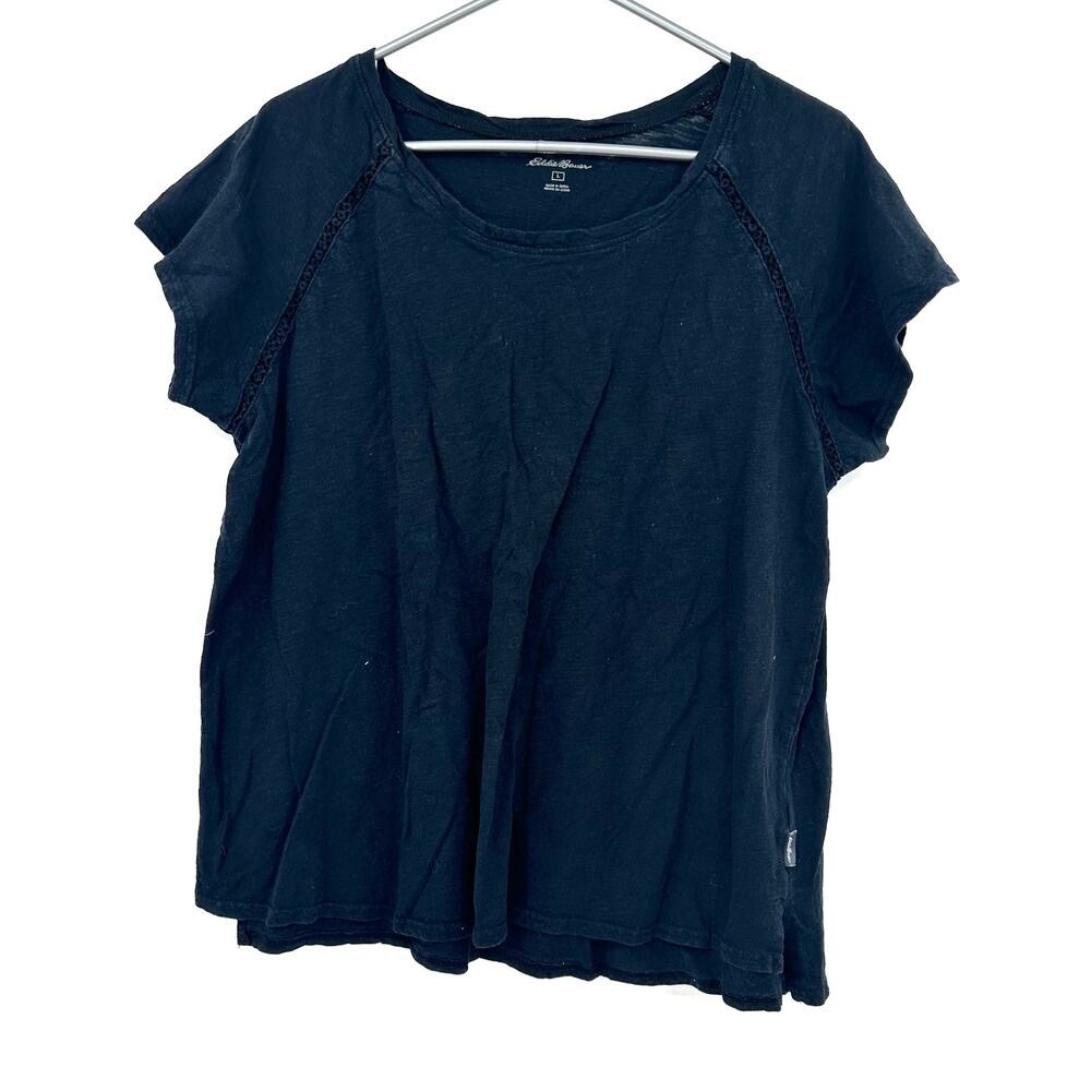 Eddie Bauer Size Large Short Sleeve T-Shirt Tee Shirt Top Blouse‎ Dark Blue